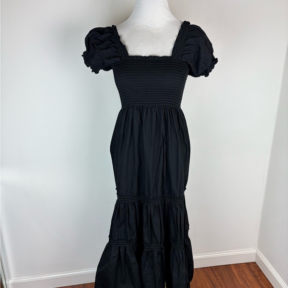 Tuckernuck O.P.T Black Square Neck Smocked Cotton Sundress Midi Dress Size XS - Picture 3 of 6